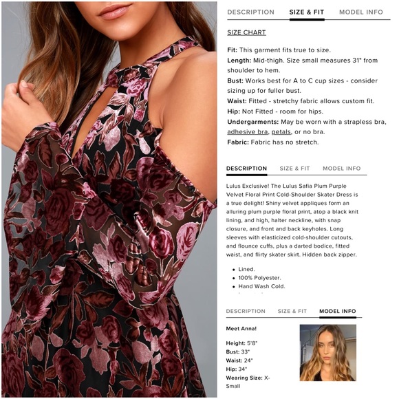 NWT Lulu’s Velvet Cold Shoulder Dress - Picture 4 of 10